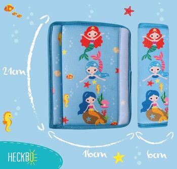 1x rembourrage de ceinture de sécurité pour enfants HECKBO avec motif sirène - rembourrage de ceinture de sécurité pour enfants et bébés - idéal pour toute ceinture de siège de voiture rehausseur enfants vélo remorque avion 2