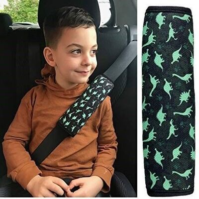 1x HECKBO children's car seat belt padding with dinosaur motif - seat belt padding for children and babies - ideal for any car seat booster belt, children's bicycle trailer, airplane
