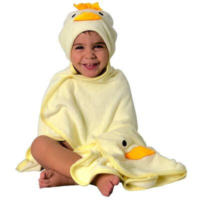 Baby towel hooded chick incl. washcloth, from 0 years, novelty: 2 snaps, baby gift girls boys, soft absorbent material 90x100cm children's bath towel bathrobe hooded towel