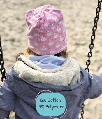 Ensemble bonnet + écharpe boucle enfant fille - motif coeurs de cygne - taille unique : 2 à 8 ans 95% coton matière stretch facile d'entretien - hiver été automne printemps pour les cool kids 10