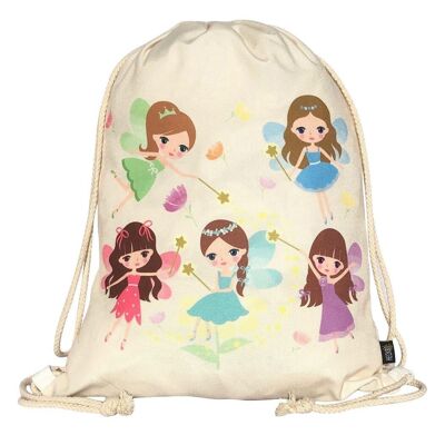 Children's girls gym bag - with magical fairy motif - 40x32cm - machine washable - for sports, school, leisure time, kindergarten, travel, ballet, dancing, music lessons