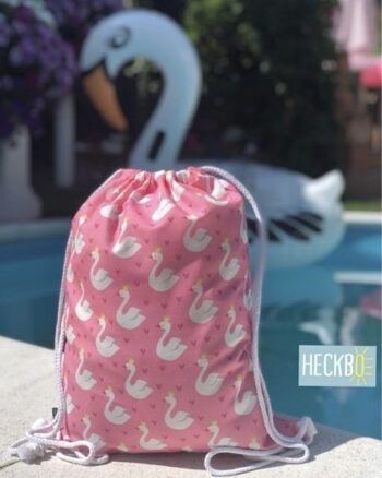 Sac de sport Swan pour femmes et filles - avec cygnes et cœurs (des deux côtés) - 40x32cm - lavable en machine - convient pour le sport, l'école, les loisirs, la maternelle, la crèche, les voyages, le ballet 4