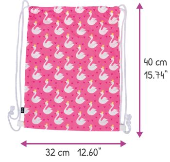 Sac de sport Swan pour femmes et filles - avec cygnes et cœurs (des deux côtés) - 40x32cm - lavable en machine - convient pour le sport, l'école, les loisirs, la maternelle, la crèche, les voyages, le ballet 7