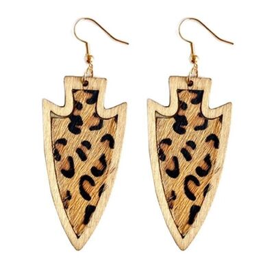 Simple and Fashionable Wooden Leopard Print Stitching Women's Earrings