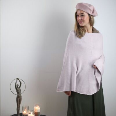 Women's pink wool and cashmere poncho