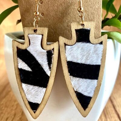 Simple and Fashionable Wooden Leopard Print Stitching Women's Earrings