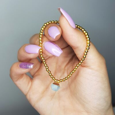 Bracelet Charm Amazonite - Plaqué Or