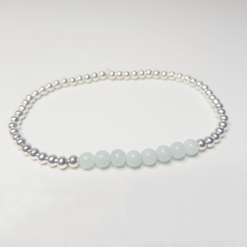 Amazonite Dainty Band Bracelet - Silver Plated