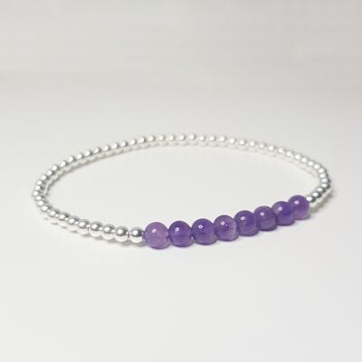 Amethyst Dainty Band Armband - versilbert