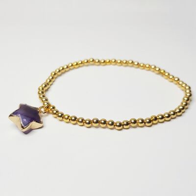 Amethyst Star Charm Bracelet - Gold Plated