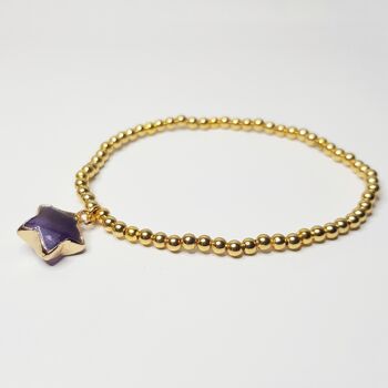 Bracelet à breloques étoile d'améthyste - rempli d'or 1