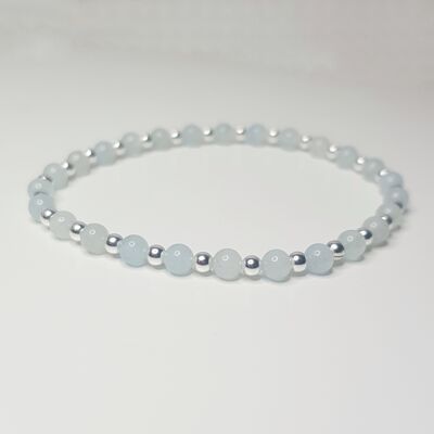 Aquamarine Dainty Bracelet - Silver Plated
