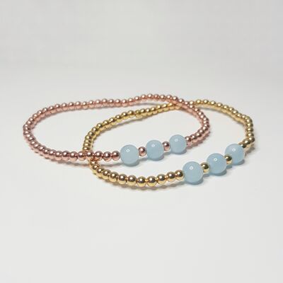 Aquamarine Triple Crystal Bracelet - Rose Gold Plated