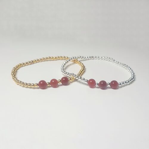 Carnelian Triple Crystal Bracelet - Silver Plated