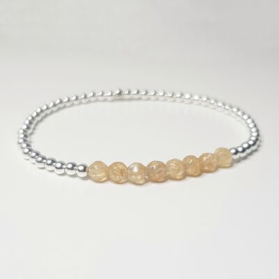 Citrine Dainty Band Armband - versilbert