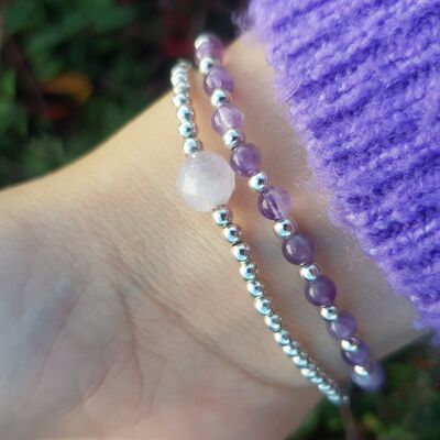 Amethyst & Cape Amethyst Stacker Bracelet Set - Silver Plated