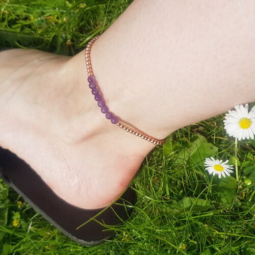 Amethyst Dainty Band Anklet - Silver Plated