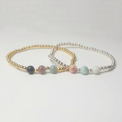 Bracciale in triplo cristallo di Amazonite - Gold Filled