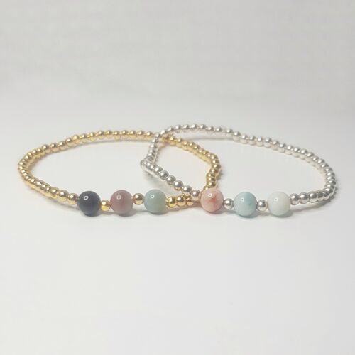 Amazonite Triple Crystal Bracelet - Gold Plated