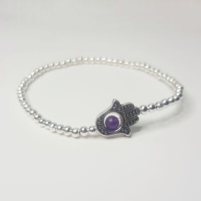 Amethyst Hamsa Hand Bracelet