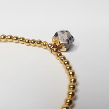 Bracelet Charm Jaspe Dalmatien - Plaqué Or 4