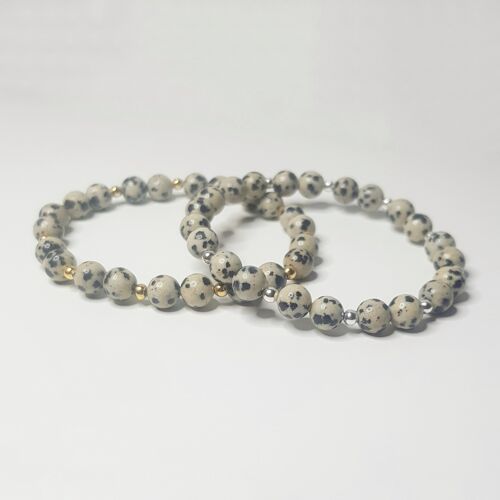 Dalmatian Jasper Full Bracelet - Silver Plated