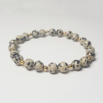 Bracelet Complet Jaspe Dalmatien - Plaqué Or Rose 4