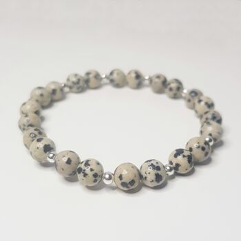 Bracelet Complet Jaspe Dalmatien - Plaqué Or Rose 5