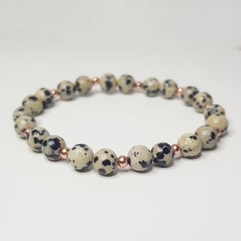 Bracelet Complet Jaspe Dalmatien - Plaqué Or Rose 6