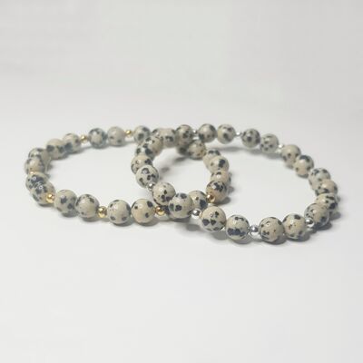 Dalmatian Jasper Full Bracelet - Sterling Silver