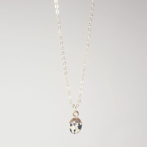Dalmatian Jasper Gold Topped Necklace