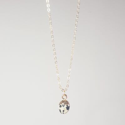 Dalmatian Jasper Gold Topped Necklace