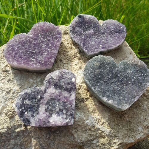 Amethyst Raw Crystal Heart - One