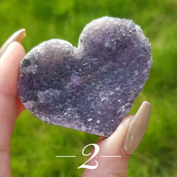 Coeur en cristal brut d'améthyste - Trois 3