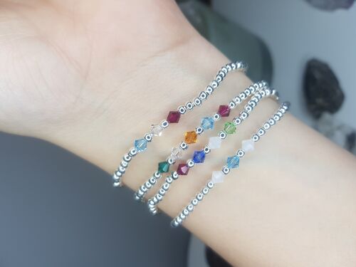 Family - Swarovski Crystal Birthstone Bracelet - Silver Plated 3