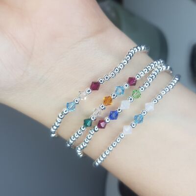 Family - Swarovski Crystal Birthstone Bracelet - Silver Plated 4