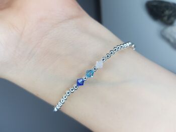 Famille - Bracelet avec pierre de naissance en cristal Swarovski - Argent sterling 3 5