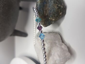 Famille - Bracelet avec pierre de naissance en cristal Swarovski - Argent sterling 3 8