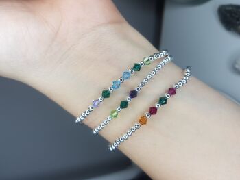 Famille - Bracelet avec pierre de naissance en cristal Swarovski - Argent sterling 5 4