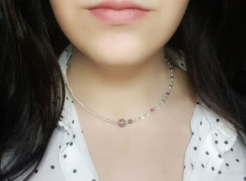 Fluorite Dainty Necklace - Silver Plated