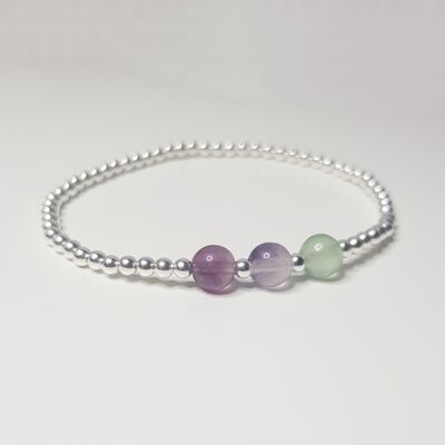 Bracciale in fluorite con triplo cristallo - Gold Filled