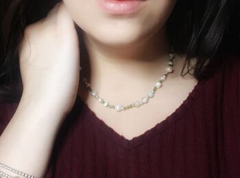 Collier Perle d'Eau Douce & Amazonite - Plaqué Argent 2