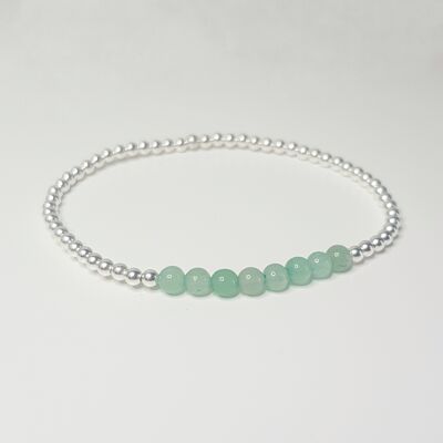 Pulsera de banda delicada de aventurina verde - plata esterlina