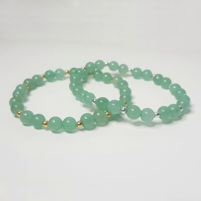 Bracelet Complet Aventurine Verte - Plaqué Argent