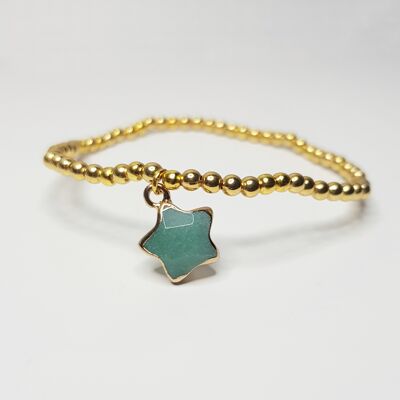 Pulsera con Dije de Estrella de Aventurina Verde - Relleno de Oro