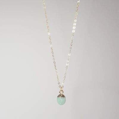 Green Aventurine Gold Topped Necklace