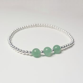 Bracelet Triple Cristal Aventurine Verte - Plaqué Or Rose 2