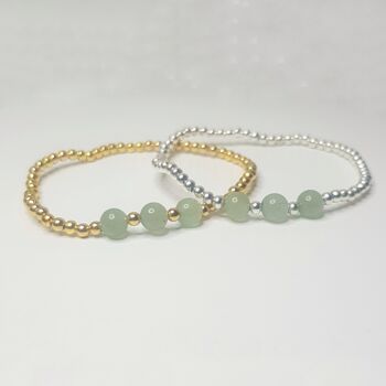 Bracelet Triple Cristal Aventurine Verte - Plaqué Or Rose 3