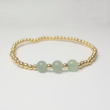 Bracelet Triple Cristal Aventurine Verte - Plaqué Or Rose 4