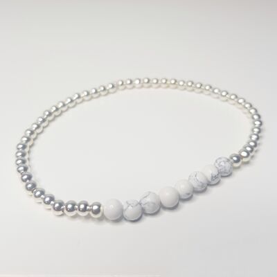 Pulsera Howlite Dainty Band - Plata esterlina